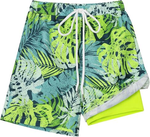 Youth Boys Swim Trunks with Compression Liner Boy Bathing Suit Quick Dry Swimsuit Kids Teen Swimming Shorts Swimwear in Saudi Arabia