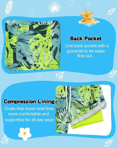 Youth Boys Swim Trunks with Compression Liner Boy Bathing Suit Quick Dry Swimsuit Kids Teen Swimming Shorts Swimwear in Saudi Arabia