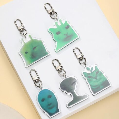Alien Cat Keychain Cute Funny Cat Meme Keychains Bag Charms for Bag Backpack Handbag Purse Charms 5PCS in Kuwait