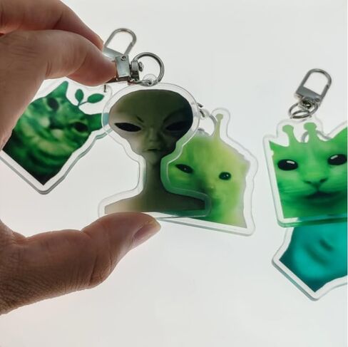 Alien Cat Keychain Cute Funny Cat Meme Keychains Bag Charms for Bag Backpack Handbag Purse Charms 5PCS in Kuwait