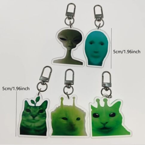 Alien Cat Keychain Cute Funny Cat Meme Keychains Bag Charms for Bag Backpack Handbag Purse Charms 5PCS in Kuwait