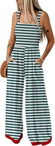Dokotoo Women's Casual Jumpsuits Square Neck Overalls One Piece Sleeveless Wide Leg Long Pant Rompers With Pockets in Kuwait