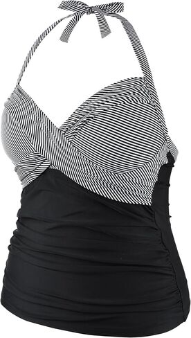 Hilor Women's Underwire Tankini Top Halter V Neck Swimsuits Front Twist Tummy Control Bathing Suit Tops Only in Saudi Arabia