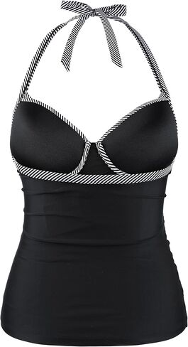Hilor Women's Underwire Tankini Top Halter V Neck Swimsuits Front Twist Tummy Control Bathing Suit Tops Only in Saudi Arabia