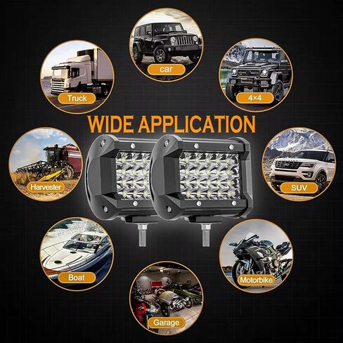 Led Tractor Work Lights Led Pod Lights 72W 12000LM Truck Light Bar 12V 24V Waterproof Equipment Led Lights for ATV UTV Pickup Golf Cart Snowplow Harvester Grain Drill Boat (2pack) in Saudi Arabia