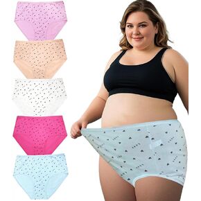 Women's Plus Size Underwear Cotton Panties Ladies Briefs 5 Pack Female Plus Size Panties XL-5XL Undies for Women