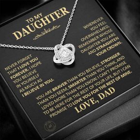 Beautiful Gift for Daughter From Dad Never Forget That I Love You Necklace 14K White Gold Finish/Two-Toned Gift Box