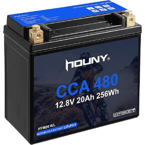 12V 20AH LIFEPO4 بطارية دراجة نارية ، 480 CCA ، خالية من الصيانة مع BMS المتقدمة ، متوافقة مع Harley-Davidson ، Ducati ، Honda ، Kawasaki ، Suzuki ، BMW ، ATV ، UTV ، وأكثر من ذلك