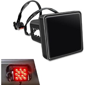 Pack-1 Trailer Hitch Lights with 15 LEDs, Super Bright Square Waterproof Vehicle Tail Light, Car Brake Light for Trucks, SUVs, RVs (Black)