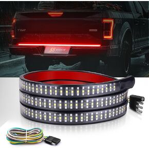 60 بوصة شريط خلفي ثلاثي الصفوف شريط خلفي للشاحنة ، 504 LEDS LEDS الباب الخلفي مضاد للماء مع موصل مسطح 4 اتجاهات - 5 وظائف إشارة الدوران الأحمر ، الفرامل الأحمر ، ضوء الجري ، عكس أبيض