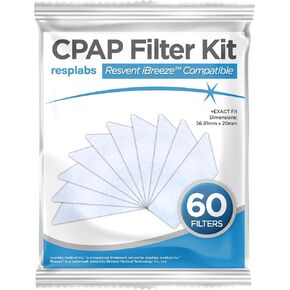 resplabs CPAP Filters Compatible with Resvent iBreeze CPAP and BiPAP Machines - Standard Replacement Filter (60-Pack)