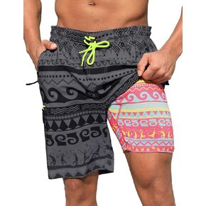 شورتات على لوح الرجالي مع بطانة الضغط 9 inseam Quick Drywear Bathing Suit Swits مع 4 جيب