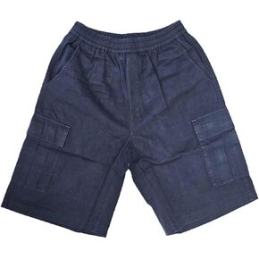 Men's Full Elastic Waist Cargo Shorts - Combed Cotton Cargo Shorts for Men with Multiple Pockets