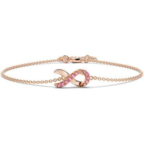 MSBLUE® Pink Ribbon Bracelet - Thoughtful Breast Cancer Gifts for Women, Sterling Silver with 14K Rose Gold Vermeil Finish & Elegant Gift Box