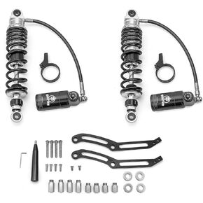 Mofun Remote Reservoir Rear Suspension Shocks with Gold Reservoir Compatible with Harley Touring Road King Electra Street Road Glide 2014-2024