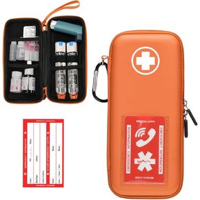 EpiPen Carry Case ، حقيبة طبية طارئة صلبة مع Carabiner-for 2 Epipens ، استنشاق الربو ، AUVI-Q ، قطرات العين ، مضاد للهيستامين ، أدوية الحساسية ، حالة سفر السكري للبالغين (حجم كبير)