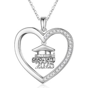 Yesteel 925 Sterling Silver 2025 التخرج قلادة التخرج هدايا لها ، فئة 2025 هدايا التخرج من كلية Heart Necklace الثانوية لنساءها