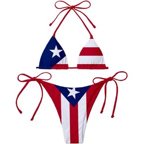Puerto Rico Flag Women Micro Sexy Bikini Bra Set Summer Beachwear Sexy Beach Two Pieces Bathing Suits Swimwear