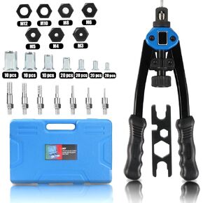 126pcs Rivet Nut Tool Kit Compatible with Astro 1442 1450, 13" Rivet Gun Kit with 7 Metric Mandrels, Nutsert Tool Kit, 110pcs Rivnut Tool with BMC Case