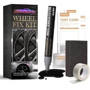 Rim Repair Kit Curb Rash, Wheel Scratch Repair Kit, Gloss Black Rim Touch Up Paint, Quickly Fix Rim Curb Rashes, Scratches and Other Surface Damage, Universal Color Rim Paint