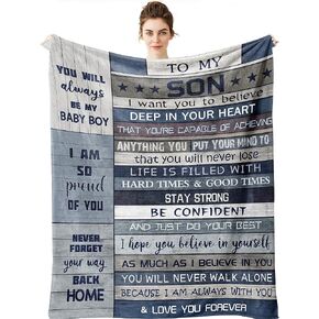 Yamco Son Gift Blanket - Birthday Gifts for Son Throw Blankets 60"x 50" - Sons Presents from Mom Dad - Sons Fathers Day Christmas Wedding Birthday Gift Ideas - Graduation Gifts for Him