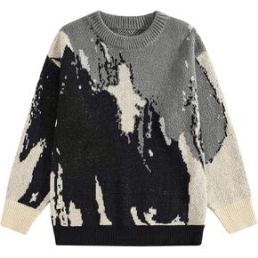 Men's Graphic Crewneck Long Sleeve Sweater Drop Shoulder Vintage Pullover Tops in Saudi Arabia