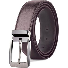 Men Genuine Leather Dress Belt 1.3" Single Prong Zinc Alloy Buckle