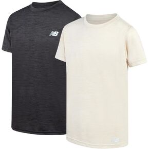 New Balance Boys Athletic Shirt - 2 Pack Short Sleeve Crew Neck Active Performance T Shirts for Boys (Sizes: 8-20)
