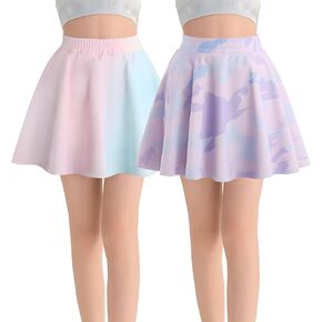 2 Pack Girls Athletic Skorts, Kids Tennis Skirt Dance Running School Skorts with Pockets