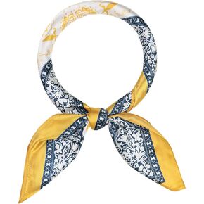 Women Satin Square Scarf, 35" Large Paisley Contrast Color Silk Like Hair Scarf Head Sleeping Wrap Bandanas