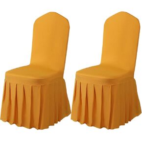 2PC Parson Skirt كرسي قابلة للإزالة يغطى تمدد غطاء محامي الكرسي المليء بالدنة لتناول الطعام ، الحفلات ، الحفل (الأحمر)