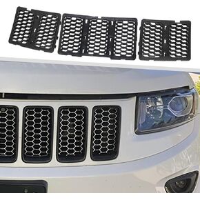 3PCS Honeycomb Grill Inserts Compatible with Jeep Grand Cherokee 2014-2016 (Black)