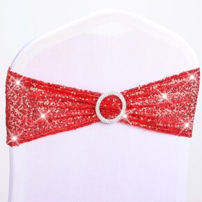 Babenest 10pcs requin requin sashes مع شريط تمرير مشبك ، الترتر أحادي الجانب ، نطاقات spandex ممتدة ، وعلاقات كرسي مرنة بريق لزخارف حفل حفل الزفاف (الأزرق الملكي)