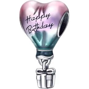 Happy Birthday Charm, 925 Silver, 100% Compatible Premium Bracelet Charm, Sterling Silver Birthday Charm, HBD Charm 100% Compatible with Silver Charm Bracelets.
