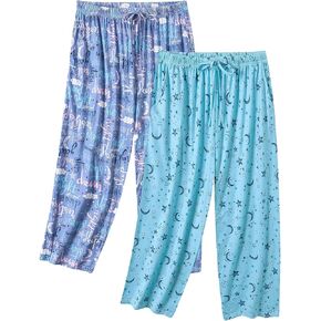 SWOMOG Womens Pajama Pants Capri Sleep Lounge Pants Drawstring Pj Bottoms with Pockets