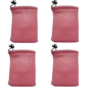 Nylon Mesh Drawstring Bag,Small Mesh Bags 8Pcs for Small Travel Stuff Bags15 x 10cm/6" x 4" Pink
