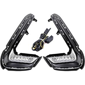 Astra Depot 1 Pair LED Xenon White DRL Fog Daytime Running Light Amber Sequential Turn Signal Lamp Compatible for 2016-2018 Hyundai Elantra 6th Gen 92208-F2100 92207-F2100