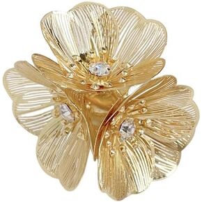 Big CZ Flower Statement Ring for Women Fashion Dainty Gold Silver Plated Filigree Floral Adjustable Open Wedding Promise Wrap Finger Rings Comfort Fit Jewelry