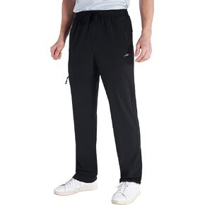 TRAILSIDE SUPPLY CO. Mens Lightweight Track Pants,Stretchy Pants with Zipper Pockets