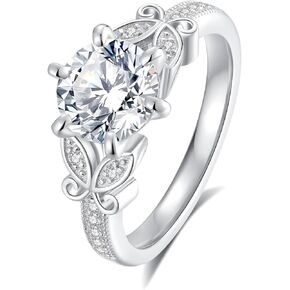 خواتم الخطبة مويسانيت للنساء فرقة الزفاف د اللون vvs1 Round Cut 925 Sterling Silver 18k