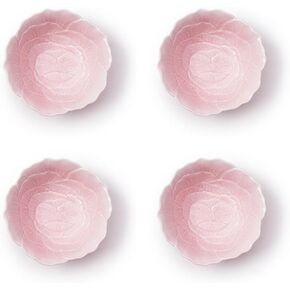 شركة Two Flower Tidbit Bowl ، قطرها 6 بوصات ، خزف ، وردي ، مجموعة من 4 ، ديكور المنزل