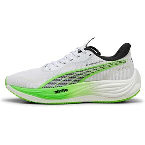 PUMA Men's Velocity Nitro 3 Hyrox Running Shoes Sneaker, White/Green Glare, 12