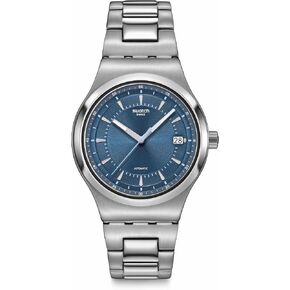 Swatch Unisex Casual Watch Blue Stainless Steel Automatic Shimmer at Dusk