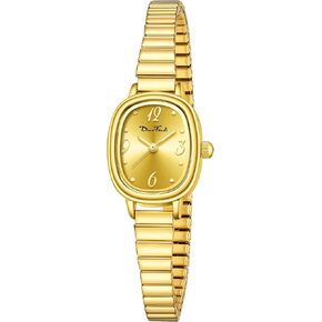Dioofendi Petite Women's Women Easy Reader Watch ، ساعة مستطيلة ، نطاق تمدد الفولاذ المقاوم للصدأ ، مقاوم للماء