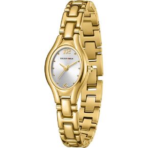GOLDEN HOUR Gold Tone Vintage Women's Oval Case Bracelet Watch