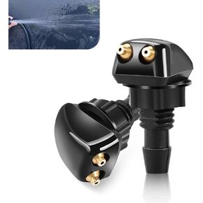 2 PCS Car 0.71 "× 1.14" فوهة غسالة الزجاج الأمامي ، فتحة ثقب مزدوج فوهة قوية موحدة قابلة للتعديل ، بخاخ مع ملحقات تنظيف سيارة الجوز البلاستيكية (أسود)