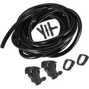 Front Windshield Wiper Nozzles Kit for Toyota Tundra Corolla with Gaskets 2.5 Meter Fluid Hose - Pack of 6 Black Replacement