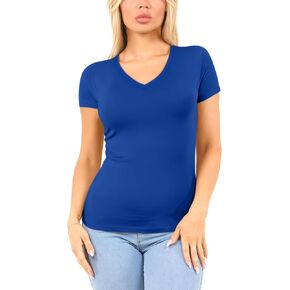 Cotton V Neck T Shirts for Women Short Sleeve Tshirt Basic Tees Vneck Tshirts Womens Tops Undershirt Multipack in Kuwait