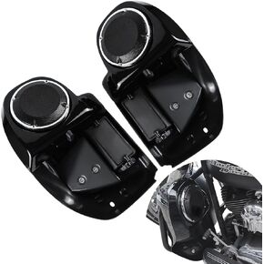 Vented Leg Fairings with Speaker Boxes Pods,Vivid Black Lower Vented Leg Fairings for Harley Touring Road King Glide, Street Glide, Electra Glide, Ultra-Classic 2014-2023 Accessories
