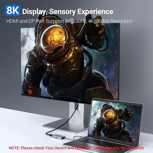 محطة إرساء، محطة إرساء 10 في 1 شاشة مزدوجة مع HDMI 4k، VGA، 3xusb 3.0، Pd 100w، إيثرنت، فتحات SD/TF، ​​صوت/ميكروفون، محول USB للكمبيوتر المحمول in Saudi Arabia